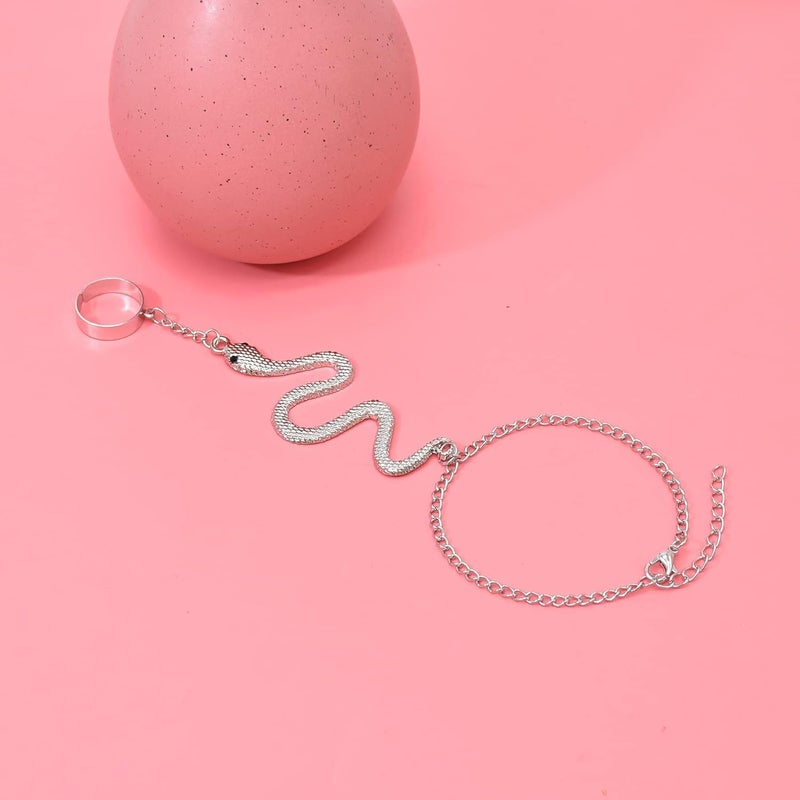 CSIYANJRY99 Snake Hand Chain Bracelet Snake Chain Finger Ring Bracelet Slave Chain Hand Harness Bracelet Snake Pearl Friendship Bracelet Jewelry Accessories - Image 3